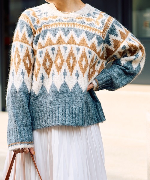 un dix cors(アンディコール)の「《WEB限定》起毛求心ジャガードニット(ニット/セーター・レディース・ブラウン/グリーン・FREE)」の19枚目の写真