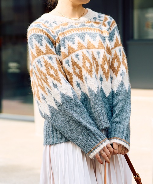 un dix cors(アンディコール)の「《WEB限定》起毛求心ジャガードニット(ニット/セーター・レディース・ブラウン/グリーン・FREE)」の20枚目の写真