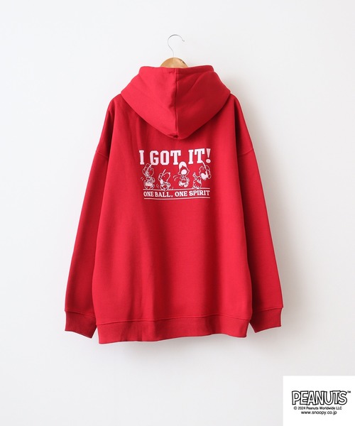 PEANUTS（ピーナッツ）の「PEANUTS 野球柄裏起毛プルパーカー（パーカー・メンズ・ネイビー/ブラック/レッド・M/L/LL）」の8枚目の写真