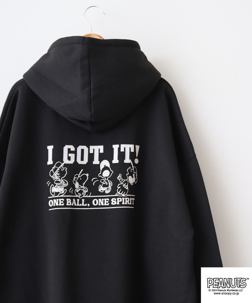 PEANUTS（ピーナッツ）の「PEANUTS 野球柄裏起毛プルパーカー（パーカー・メンズ・ネイビー/ブラック/レッド・M/L/LL）」の6枚目の写真
