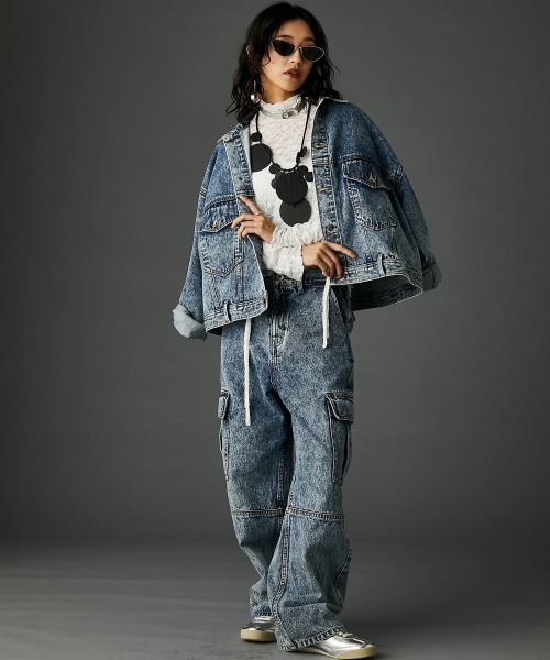 GEVS.(ジェイヴィス)の「レースドローストリングカットソープルオーバー <大きいサイズ有>GEVS.(Tシャツ/カットソー・レディース・ブラック/オフホワイト・M/L/LL/3L/4L/5L)」の3枚目の写真