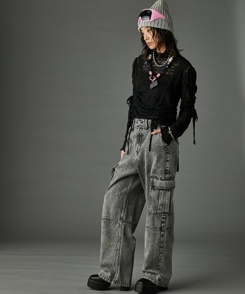 GEVS.(ジェイヴィス)の「レースドローストリングカットソープルオーバー <大きいサイズ有>GEVS.(Tシャツ/カットソー・レディース・ブラック/オフホワイト・M/L/LL/3L/4L/5L)」の12枚目の写真