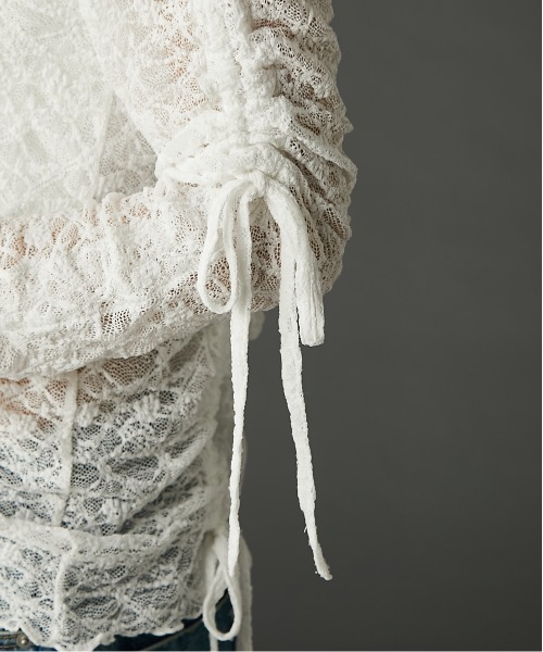 GEVS.(ジェイヴィス)の「レースドローストリングカットソープルオーバー <大きいサイズ有>GEVS.(Tシャツ/カットソー・レディース・ブラック/オフホワイト・M/L/LL/3L/4L/5L)」の17枚目の写真