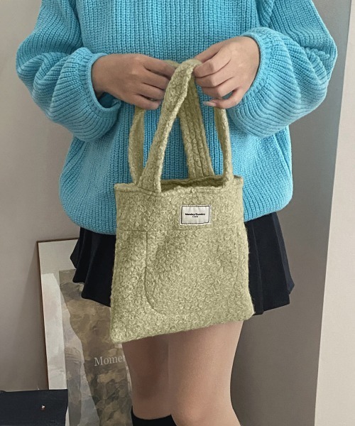 Miniministore(ミニミニストア)の「ボアトートバッグ ミニ 無地 軽量 秋冬(トートバッグ・レディース・アイボリー/ロイヤルブルー/ミント/ピンク/キャメル/モスグリーン/ダークブラウン・FREE)」の9枚目の写真
