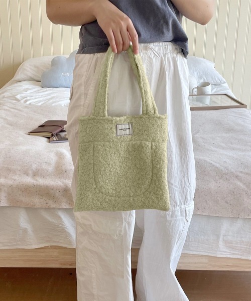 Miniministore(ミニミニストア)の「ボアトートバッグ ミニ 無地 軽量 秋冬(トートバッグ・レディース・アイボリー/ロイヤルブルー/ミント/ピンク/キャメル/モスグリーン/ダークブラウン・FREE)」の10枚目の写真