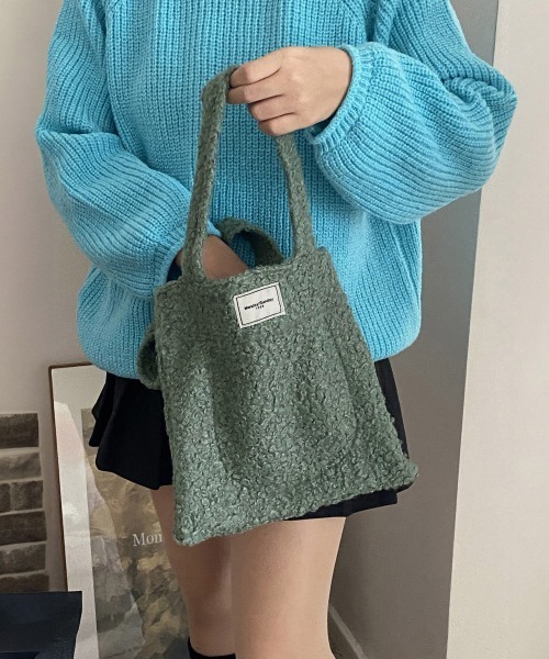 Miniministore(ミニミニストア)の「ボアトートバッグ ミニ 無地 軽量 秋冬(トートバッグ・レディース・アイボリー/ロイヤルブルー/ミント/ピンク/キャメル/モスグリーン/ダークブラウン・FREE)」の16枚目の写真