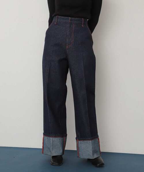 SENSE OF PLACE by URBAN RESEARCH（センスオブプレイスバイアーバンリサーチ）の「ハイショクステッチデニム（デニムパンツ・レディース・ブラック/アイボリー/ワンウォッシュ・SMALL/MEDIUM）」の3枚目の写真