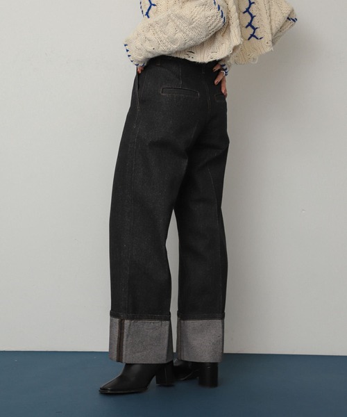 SENSE OF PLACE by URBAN RESEARCH（センスオブプレイスバイアーバンリサーチ）の「ハイショクステッチデニム（デニムパンツ・レディース・ブラック/アイボリー/ワンウォッシュ・SMALL/MEDIUM）」の2枚目の写真