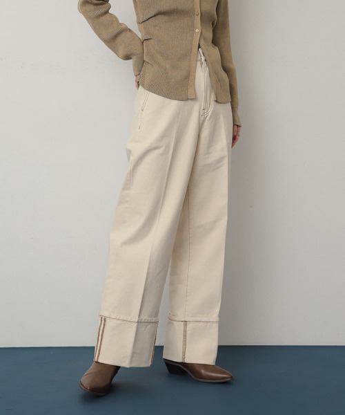 SENSE OF PLACE by URBAN RESEARCH（センスオブプレイスバイアーバンリサーチ）の「ハイショクステッチデニム（デニムパンツ・レディース・ブラック/アイボリー/ワンウォッシュ・SMALL/MEDIUM）」の4枚目の写真