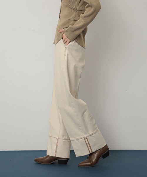 SENSE OF PLACE by URBAN RESEARCH（センスオブプレイスバイアーバンリサーチ）の「ハイショクステッチデニム（デニムパンツ・レディース・ブラック/アイボリー/ワンウォッシュ・SMALL/MEDIUM）」の5枚目の写真