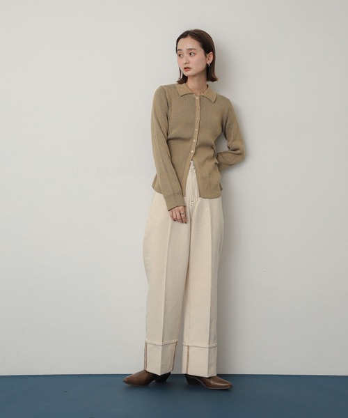 SENSE OF PLACE by URBAN RESEARCH（センスオブプレイスバイアーバンリサーチ）の「ハイショクステッチデニム（デニムパンツ・レディース・ブラック/アイボリー/ワンウォッシュ・SMALL/MEDIUM）」の6枚目の写真