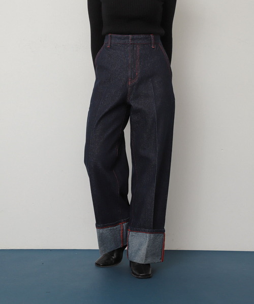 SENSE OF PLACE by URBAN RESEARCH（センスオブプレイスバイアーバンリサーチ）の「ハイショクステッチデニム（デニムパンツ・レディース・ブラック/アイボリー/ワンウォッシュ・SMALL/MEDIUM）」の12枚目の写真