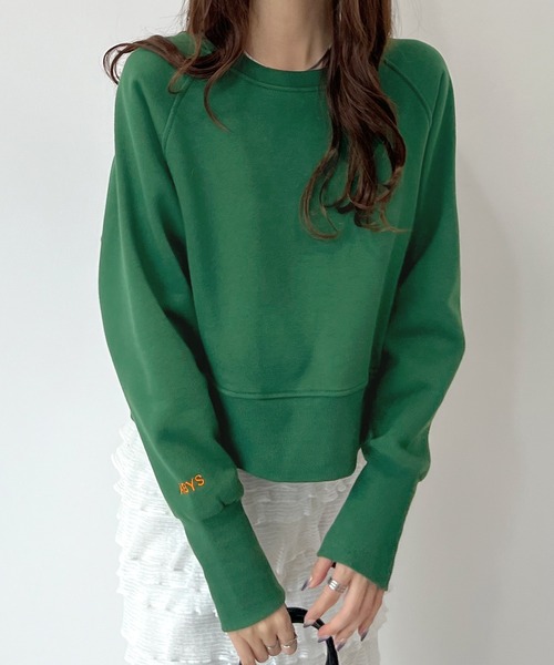 セール】トレンド入りの絶妙な短丈。ロゴ刺繍裏起毛クロップド丈