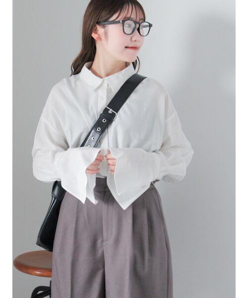 ehka sopo（エヘカソポ）の「無地/ストライプフレア袖オーバーシャツ（シャツ/ブラウス・レディース・ミント/ブルー/オフホワイト・F）」の2枚目の写真