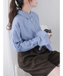 ehka sopo | 無地/ストライプフレア袖オーバーシャツ(シャツ/ブラウス)