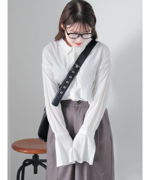 ehka sopo（エヘカソポ）の「無地/ストライプフレア袖オーバーシャツ（シャツ/ブラウス・レディース・ミント/ブルー/オフホワイト・F）」の15枚目の写真