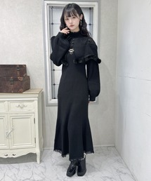 ファーケープニットロングワンピース