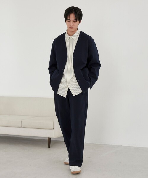 coen（コーエン）の「極楽ワイドパンツ（スラックス・メンズ・ネイビー/ブラック・L/M/S/XL）」の6枚目の写真