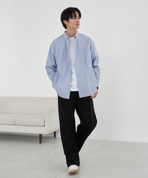 coen（コーエン）の「極楽ワイドパンツ（スラックス・メンズ・ネイビー/ブラック・L/M/S/XL）」の12枚目の写真