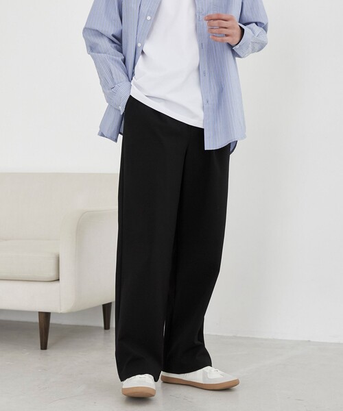 coen（コーエン）の「極楽ワイドパンツ（スラックス・メンズ・ネイビー/ブラック・L/M/S/XL）」の13枚目の写真