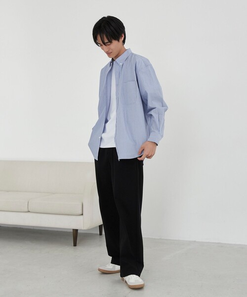 coen（コーエン）の「極楽ワイドパンツ（スラックス・メンズ・ネイビー/ブラック・L/M/S/XL）」の14枚目の写真