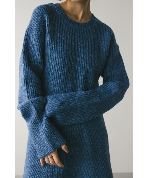 STYLEMIXER（スタイルミキサー）の「ニットフレアミニワンピース（ワンピース・レディース・ブルー/グレー・SMALL/MEDIUM）」の6枚目の写真