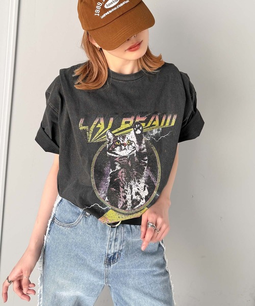 Java(ジャバ)の「《JaVa ジャバコラボ》トレンド感のある猫モチーフ。綿100%ヴィンテージライクピグメントキャットプリントビッグTシャツ(Tシャツ/カットソー・レディース・その他1/その他3/その他2・X-LARGE/LARGE/SMALL/MEDIUM)」の15枚目の写真