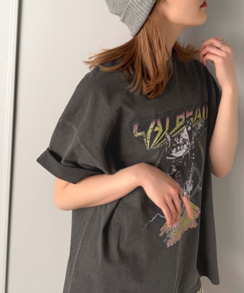 Java(ジャバ)の「《JaVa ジャバコラボ》トレンド感のある猫モチーフ。綿100%ヴィンテージライクピグメントキャットプリントビッグTシャツ(Tシャツ/カットソー・レディース・その他1/その他3/その他2・X-LARGE/LARGE/SMALL/MEDIUM)」の20枚目の写真