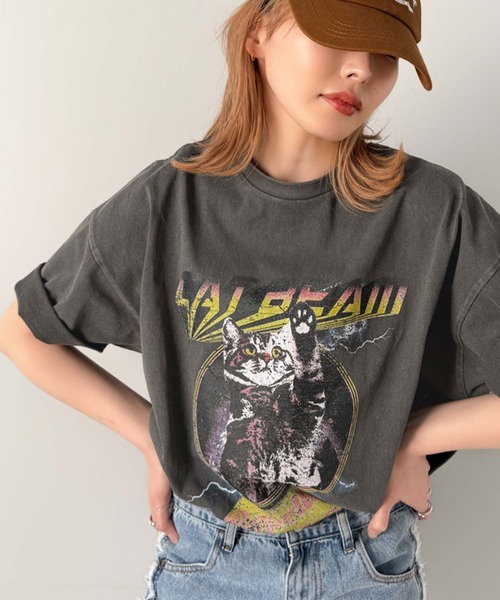 Java(ジャバ)の「《JaVa ジャバコラボ》トレンド感のある猫モチーフ。綿100%ヴィンテージライクピグメントキャットプリントビッグTシャツ(Tシャツ/カットソー・レディース・その他1/その他3/その他2・X-LARGE/LARGE/SMALL/MEDIUM)」の10枚目の写真