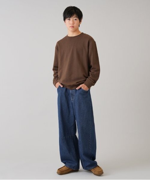GLAZOS(グラソス)の「【大人向けサイズあり】デニム・ワイドカーブパンツ(デニムパンツ・キッズ・ブルー/インディゴブルー・LL/M/S/L)」の5枚目の写真