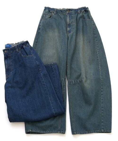 GLAZOS(グラソス)の「【大人向けサイズあり】デニム・ワイドカーブパンツ(デニムパンツ・キッズ・ブルー/インディゴブルー・LL/M/S/L)」の15枚目の写真