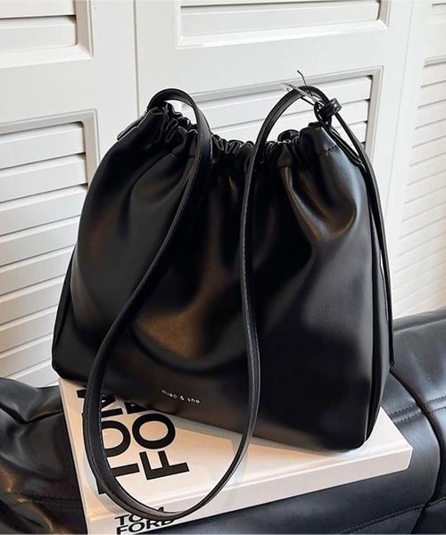 セール】blackdia ocean レザー巾着ショルダーバッグ