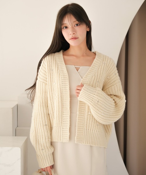 LIPSERVICE（リップサービス）の「ジュエルルーズニットカーディガン（カーディガン/ボレロ・レディース・ピンク/イエロー/ホワイト/ブラック・S/M）」の18枚目の写真