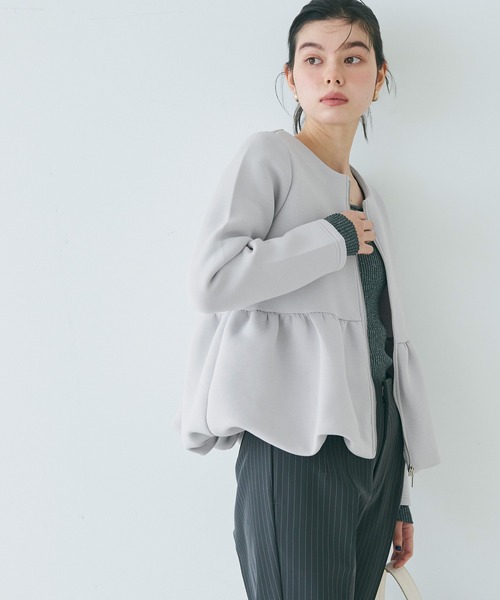 coca(coca)(コカ)の「【WEB限定セール】バウンススウェットバルーンヘムアウター(ブルゾン・レディース・ブラック/ライトグレー・L/M)」の7枚目の写真