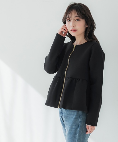coca(coca)(コカ)の「【WEB限定セール】バウンススウェットバルーンヘムアウター(ブルゾン・レディース・ブラック/ライトグレー・L/M)」の9枚目の写真