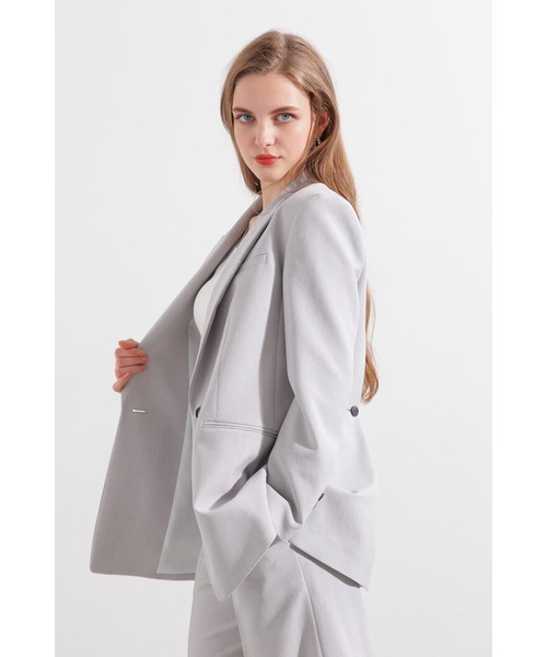 PINKY&DIANNE（ピンキーアンドダイアン）の「◆ストライプセットアップジャケット（テーラードジャケット・レディース・ベージュ/グレー・38/36）」の4枚目の写真