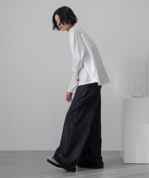 VACANCY(ヴァカンシー)の「ダメージオーバーシアーニット/オーバーTシャツSet/ユニセックス(ニット/セーター・レディース・ブルー/オレンジ/チャコールグレー・FREE)」の22枚目の写真