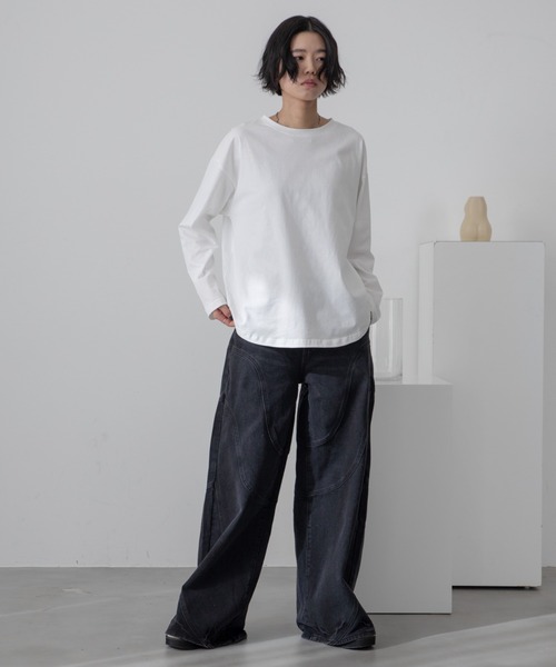 VACANCY(ヴァカンシー)の「ダメージオーバーシアーニット/オーバーTシャツSet/ユニセックス(ニット/セーター・レディース・ブルー/オレンジ/チャコールグレー・FREE)」の21枚目の写真