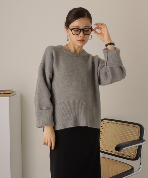 oversize lib knit pullover /リブ切り替え オーバーサイズ ニット