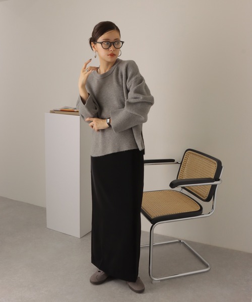 oversize lib knit pullover /リブ切り替え オーバーサイズ ニット