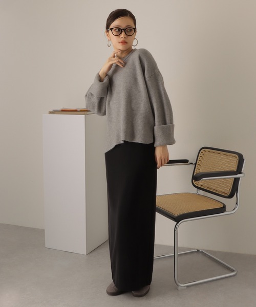 LAULEN（ローレン）の「oversize lib knit pullover /リブ切り替え オーバーサイズ ニット（ニット/セーター・レディース・アイボリー/グレー・FREE）」の9枚目の写真