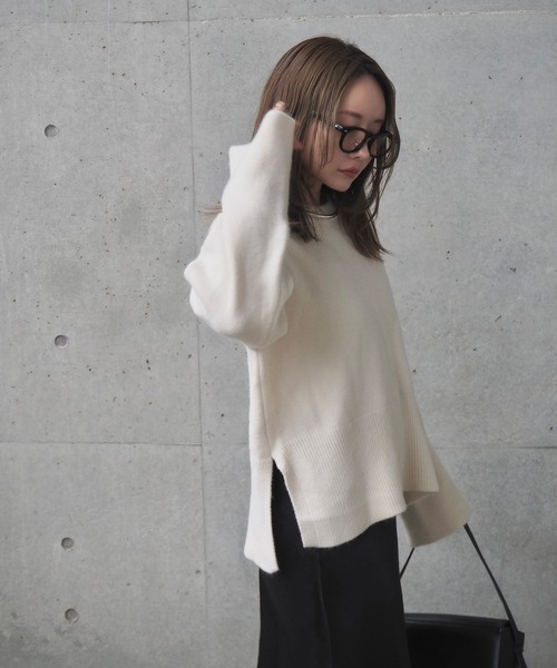 LAULEN（ローレン）の「oversize lib knit pullover /リブ切り替え オーバーサイズ ニット（ニット/セーター・レディース・アイボリー/グレー・FREE）」の10枚目の写真