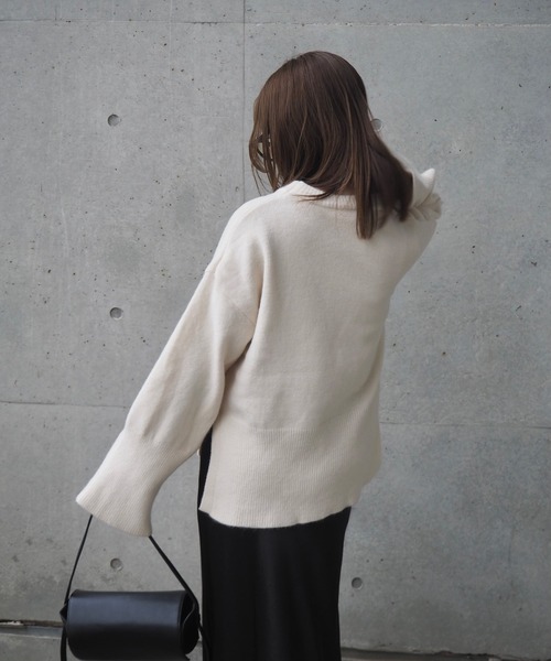 LAULEN（ローレン）の「oversize lib knit pullover /リブ切り替え オーバーサイズ ニット（ニット/セーター・レディース・アイボリー/グレー・FREE）」の11枚目の写真
