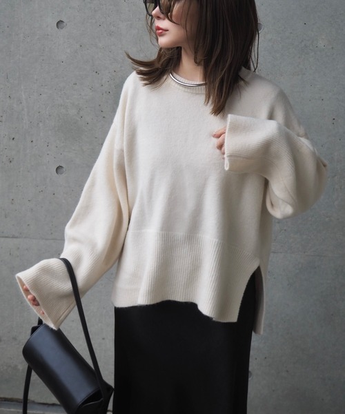 oversize lib knit pullover /リブ切り替え オーバーサイズ ニット