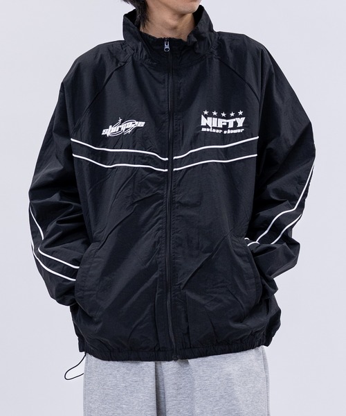 セール】【13】袖ライン ナイロン ジップアップブルゾン（ナイロン