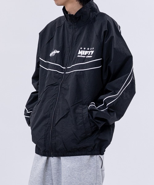 13】袖ライン ナイロン ジップアップブルゾン（ナイロンジャケット