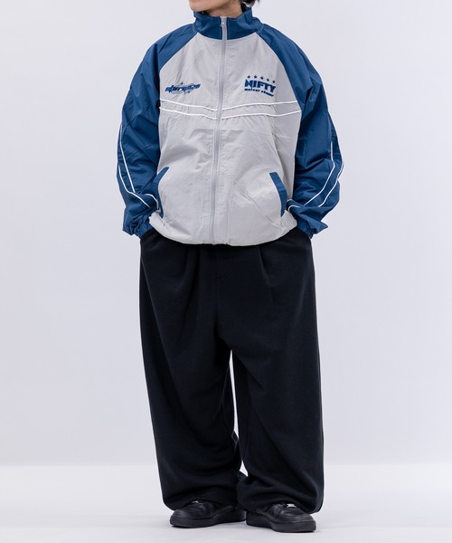 セール】【13】袖ライン ナイロン ジップアップブルゾン（ナイロン