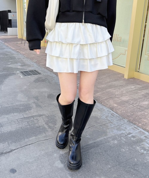 INGNI(イング)の「フリルミニスカパン/A(スカート・レディース・ブラック/オフホワイト・FREE)」の3枚目の写真