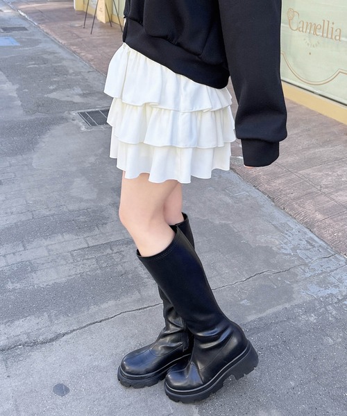 INGNI(イング)の「フリルミニスカパン/A(スカート・レディース・ブラック/オフホワイト・FREE)」の4枚目の写真