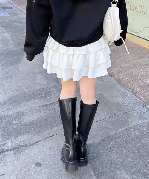 INGNI(イング)の「フリルミニスカパン/A(スカート・レディース・ブラック/オフホワイト・FREE)」の5枚目の写真